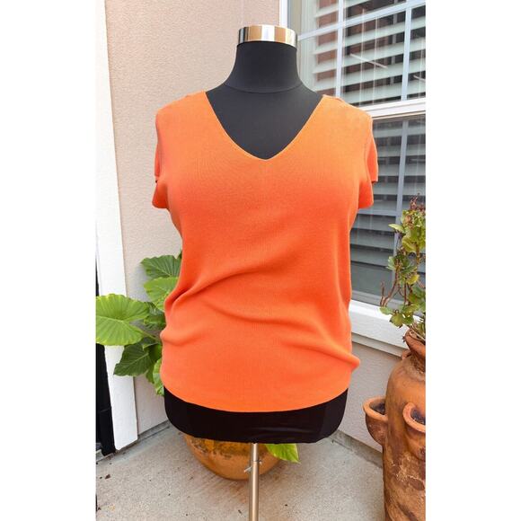 Talbots Sweater Vest 2X Bright Orange Neon Plus Size Fall Winter Trend Layers - Picture 1 of 7